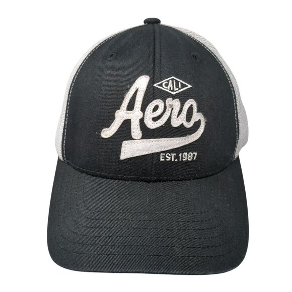 Aero Cali Est. 1987 Snapback Trucker Hat Black One Size Adjustable Mesh Back - Picture 1 of 8